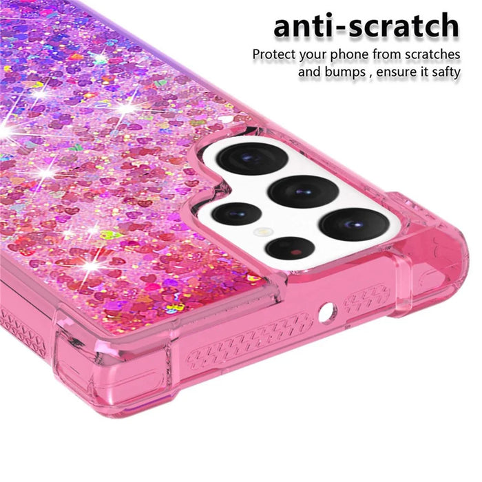 For Samsung Galaxy S23 Ultra TPU Case Gradient Quicksand Phone Back Cover - Pink / Purple - 3
