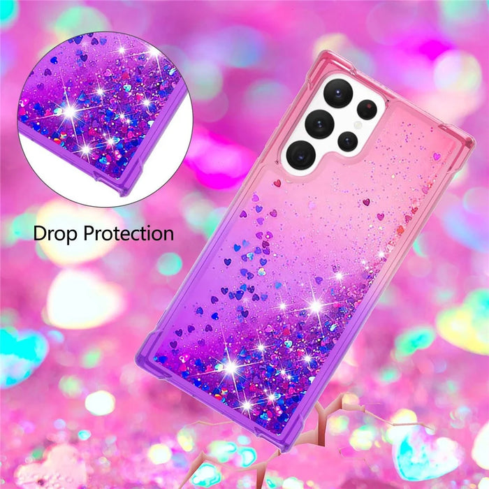 For Samsung Galaxy S23 Ultra TPU Case Gradient Quicksand Phone Back Cover - Pink / Purple - 4