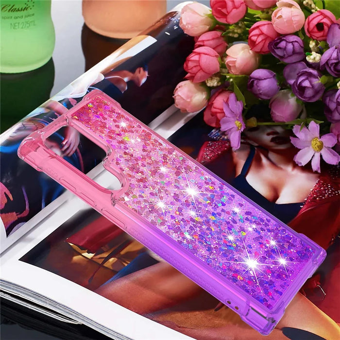 For Samsung Galaxy S23 Ultra TPU Case Gradient Quicksand Phone Back Cover - Pink / Purple - 6