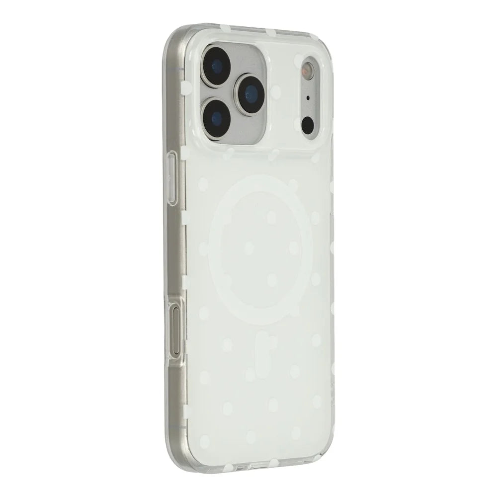 For iPhone 17 Pro Max Case Polka Dot Pattern TPU + PC Phone Cover Compatible with MagSafe - White - 1