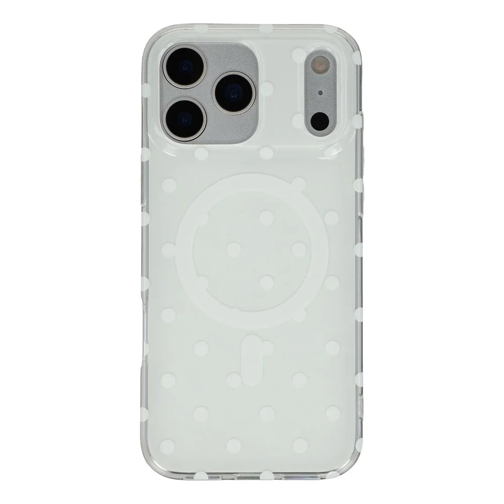 For iPhone 17 Pro Max Case Polka Dot Pattern TPU + PC Phone Cover Compatible with MagSafe - White - 3