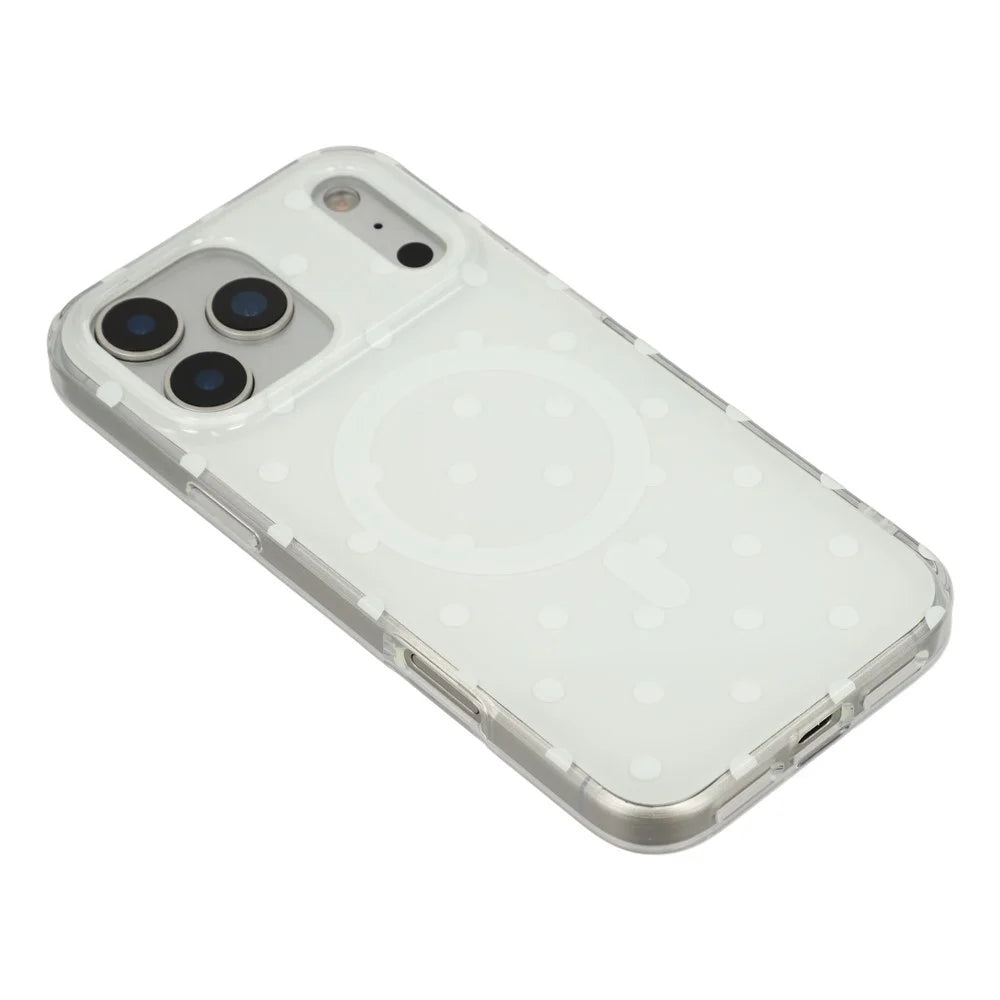 For iPhone 17 Pro Max Case Polka Dot Pattern TPU + PC Phone Cover Compatible with MagSafe - White - 4