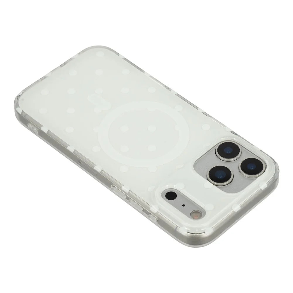 For iPhone 17 Pro Max Case Polka Dot Pattern TPU + PC Phone Cover Compatible with MagSafe - White - 5