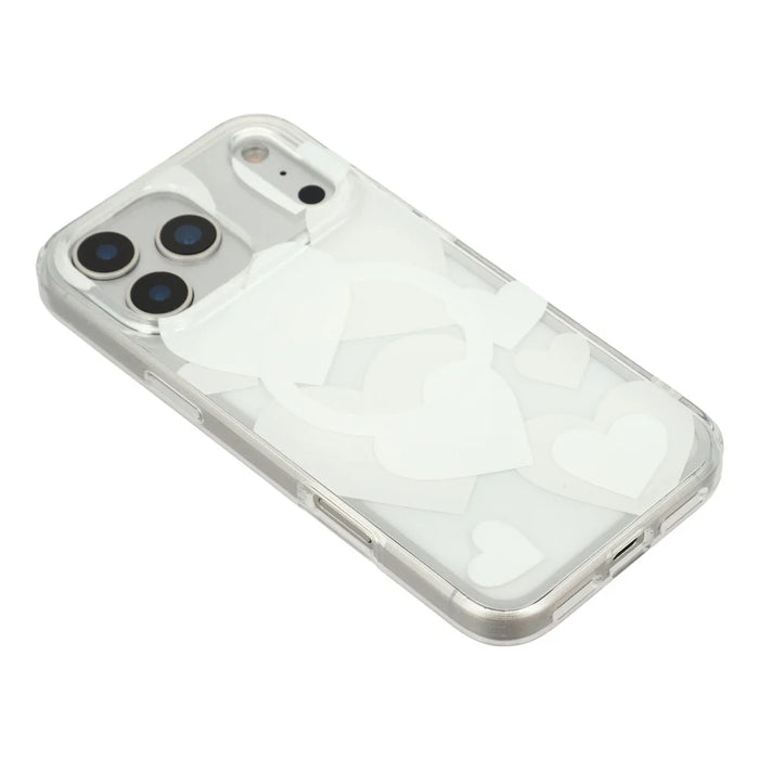 For iPhone 17 Pro Case Heart Pattern TPU + PC Protective Phone Cover Compatible with MagSafe - White - 4