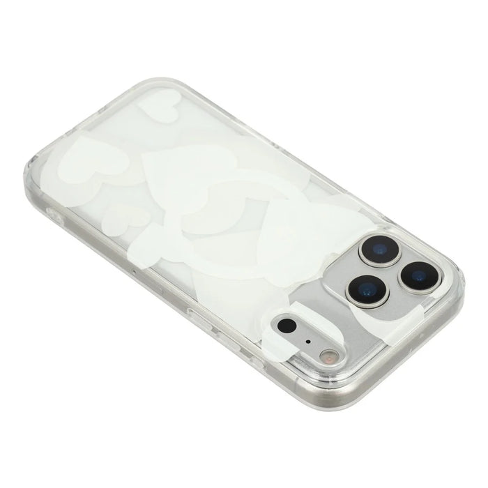 For iPhone 17 Pro Case Heart Pattern TPU + PC Protective Phone Cover Compatible with MagSafe - White - 5