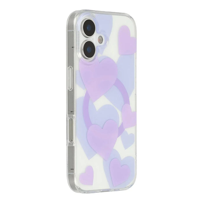 For iPhone 17 Case Heart Pattern TPU + PC Protective Phone Cover Compatible with MagSafe - Purple - 1