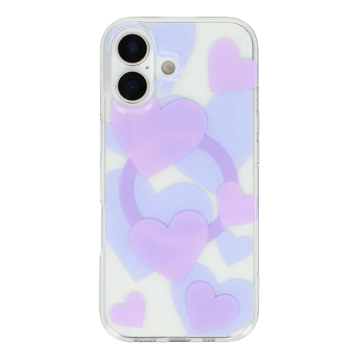 For iPhone 17 Case Heart Pattern TPU + PC Protective Phone Cover Compatible with MagSafe - Purple - 3