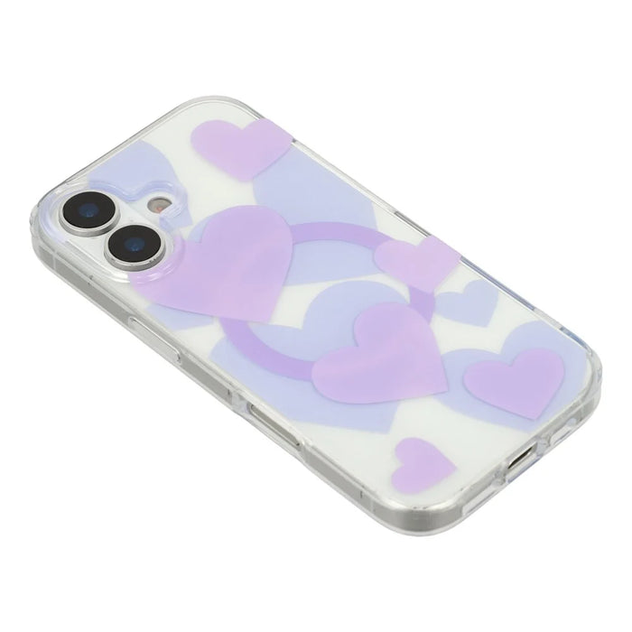 For iPhone 17 Case Heart Pattern TPU + PC Protective Phone Cover Compatible with MagSafe - Purple - 4
