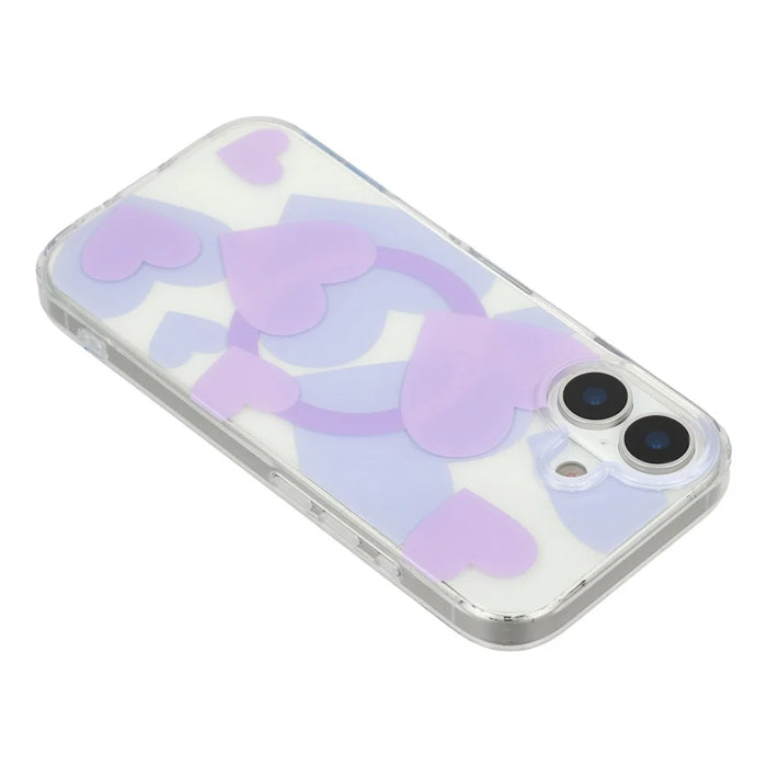 For iPhone 17 Case Heart Pattern TPU + PC Protective Phone Cover Compatible with MagSafe - Purple - 5