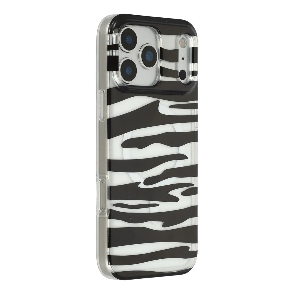For iPhone 17 Pro Max Magnetic Case Hollow Leopard Print Design TPU PC Phone Back Cover - Style 6 - 1