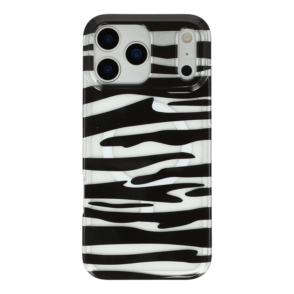 For iPhone 17 Pro Max Magnetic Case Hollow Leopard Print Design TPU PC Phone Back Cover - Style 6 - 3