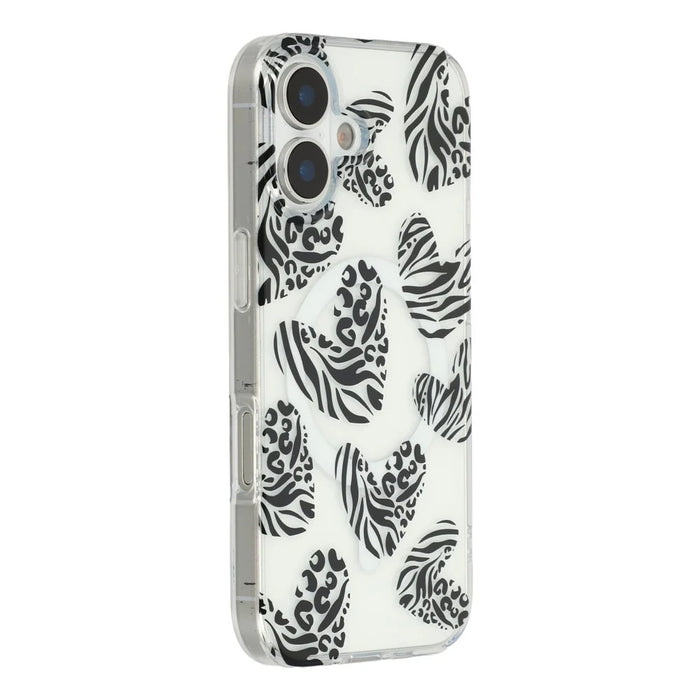 For iPhone 17 Magnetic Case Hollow Leopard Print Design TPU PC Phone Back Cover - Style 5 - 1