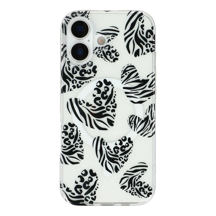For iPhone 17 Magnetic Case Hollow Leopard Print Design TPU PC Phone Back Cover - Style 5 - 3