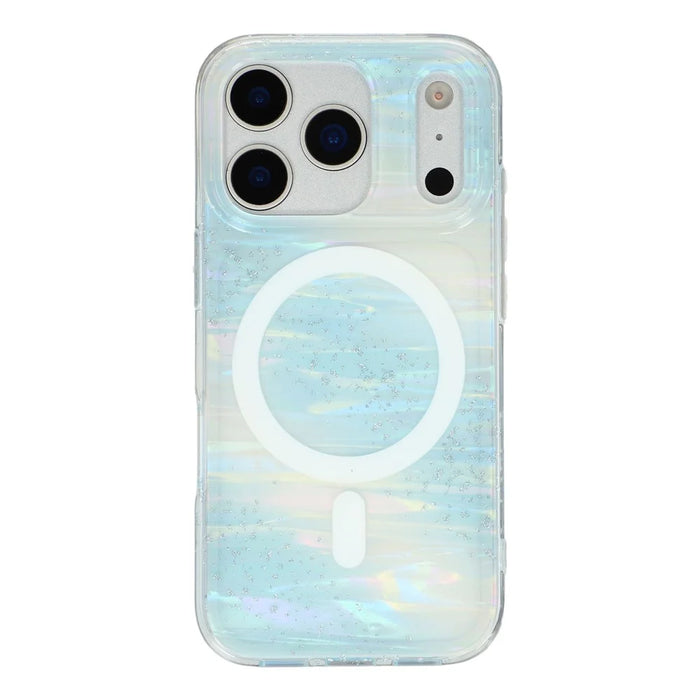 For iPhone 17 Pro Case Shimmering Starry Stripe Pattern TPU + PC Phone Cover Compatible with MagSafe - Blue - 3