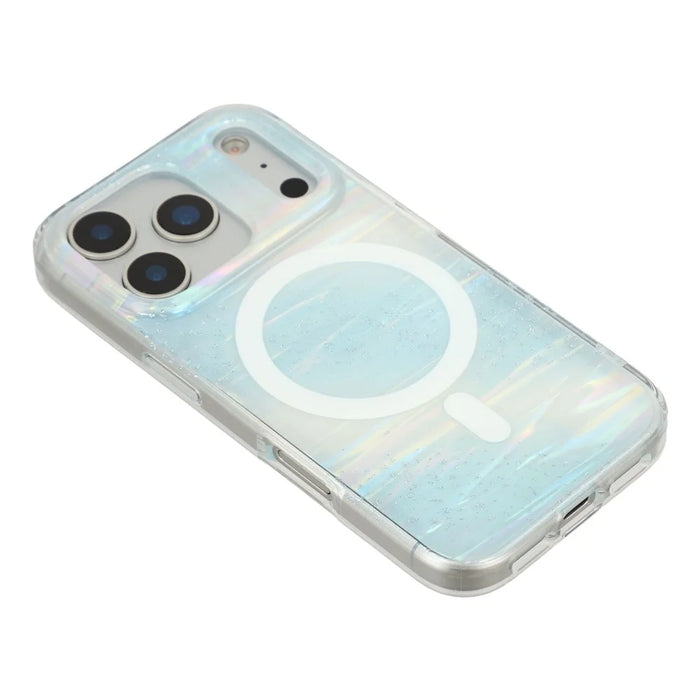 For iPhone 17 Pro Case Shimmering Starry Stripe Pattern TPU + PC Phone Cover Compatible with MagSafe - Blue - 4