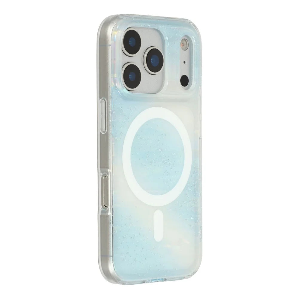 For iPhone 17 Pro Max Case Shimmering Starry Stripe Pattern TPU + PC Phone Cover Compatible with MagSafe - Blue - 1