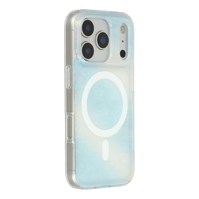 For iPhone 17 Pro Max Case Shimmering Starry Stripe Pattern TPU + PC Phone Cover Compatible with MagSafe - Blue - 1