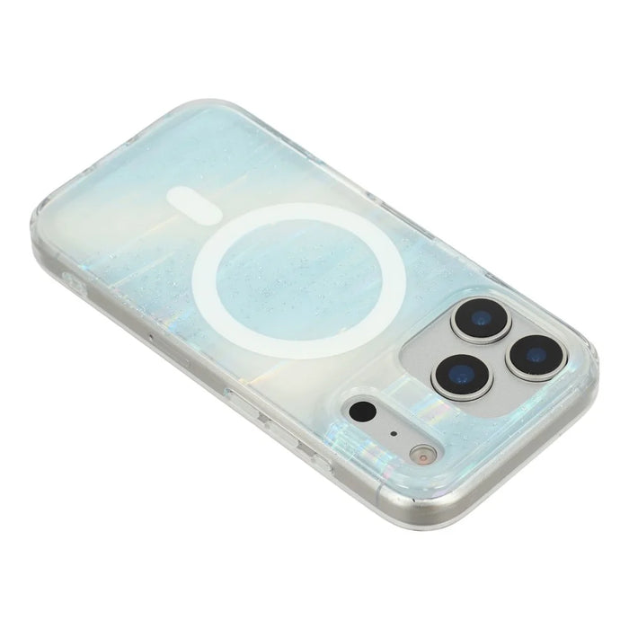 For iPhone 17 Pro Max Case Shimmering Starry Stripe Pattern TPU + PC Phone Cover Compatible with MagSafe - Blue - 5