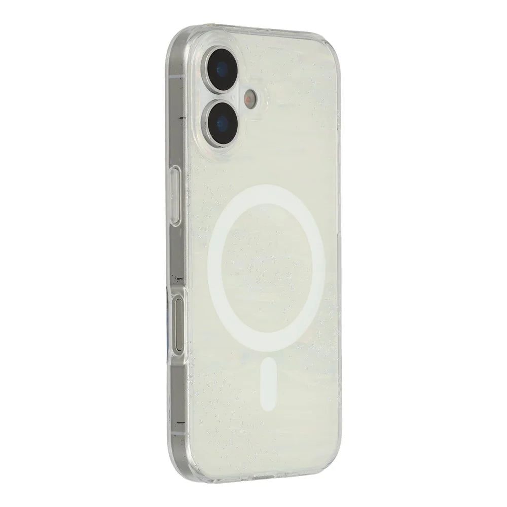 For iPhone 17 Case Shimmering Starry Stripe Pattern TPU + PC Phone Cover Compatible with MagSafe - White - 1