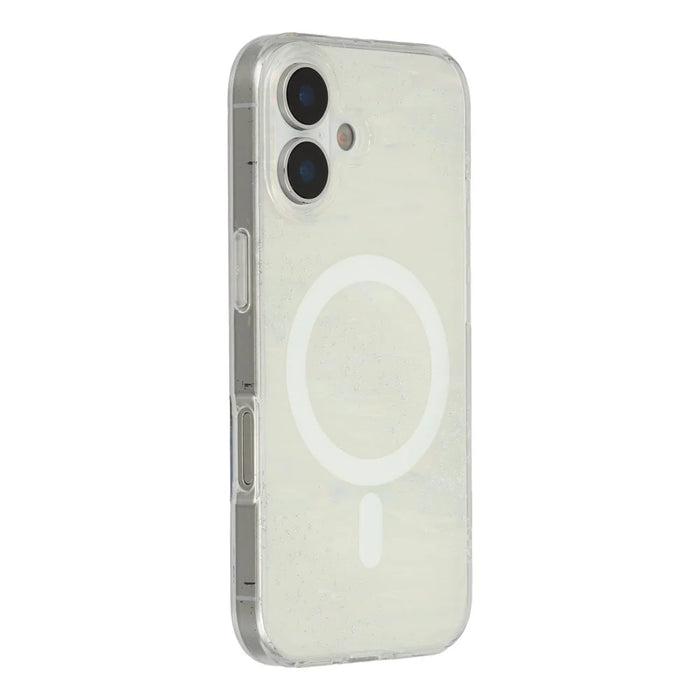 For iPhone 17 Case Shimmering Starry Stripe Pattern TPU + PC Phone Cover Compatible with MagSafe - White - 1