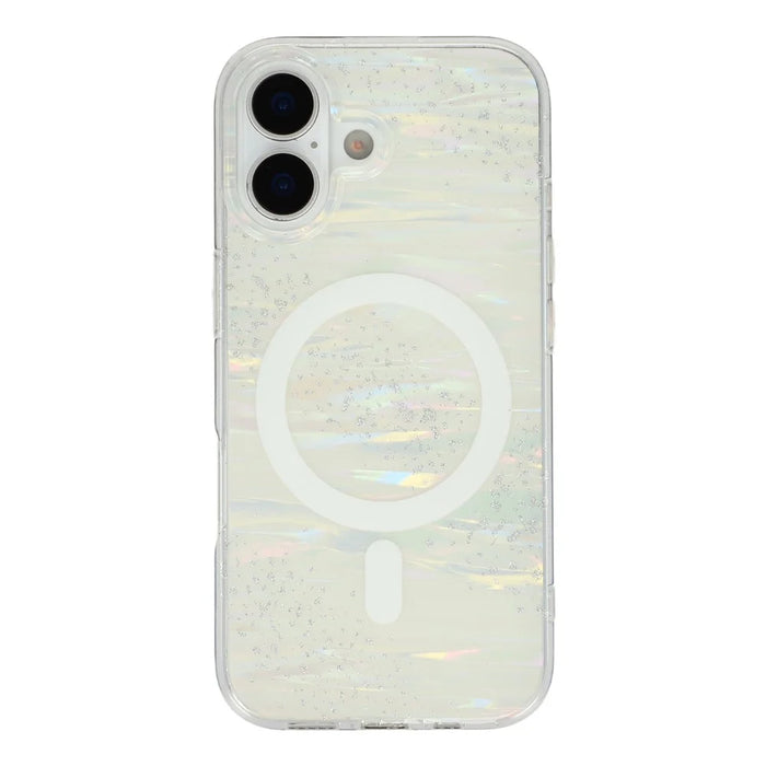 For iPhone 17 Case Shimmering Starry Stripe Pattern TPU + PC Phone Cover Compatible with MagSafe - White - 3