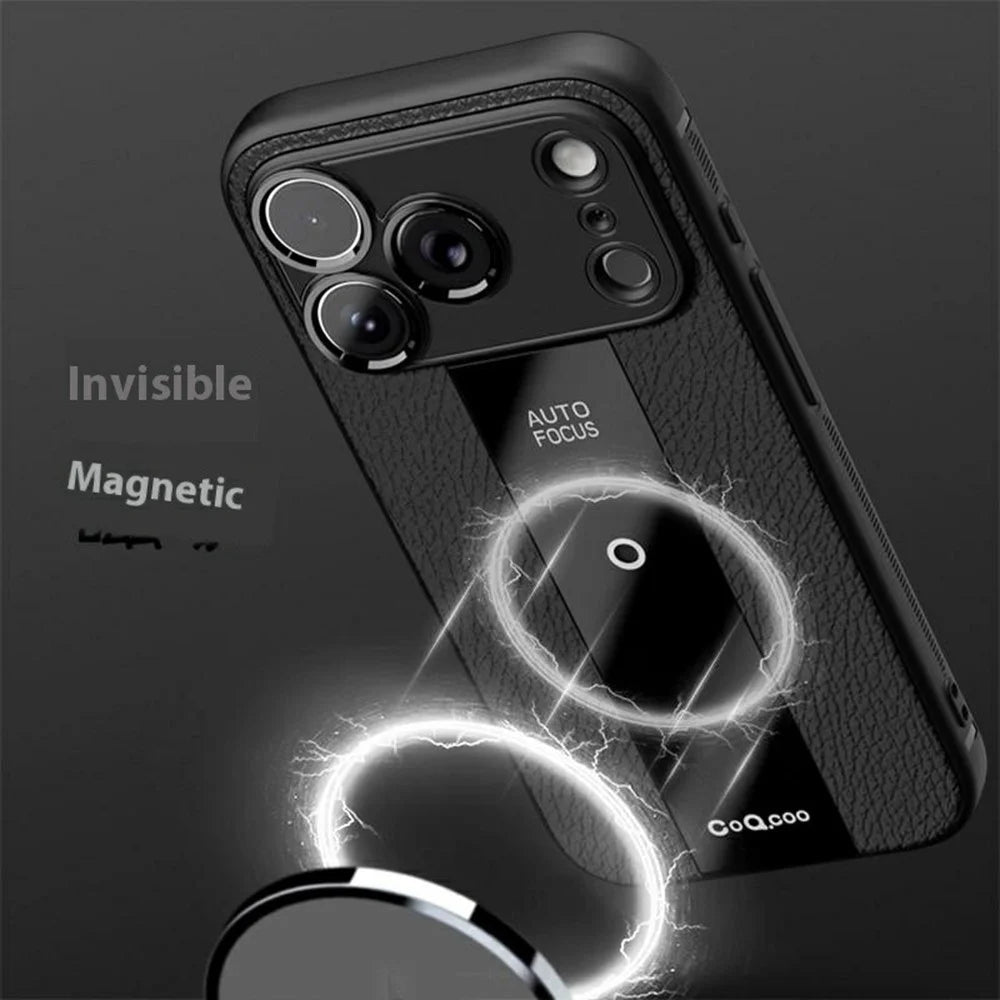 Q.COO For iPhone 17 Pro Max Case Shockproof PU + TPU + Acrylic Phone Cover - Black - 2