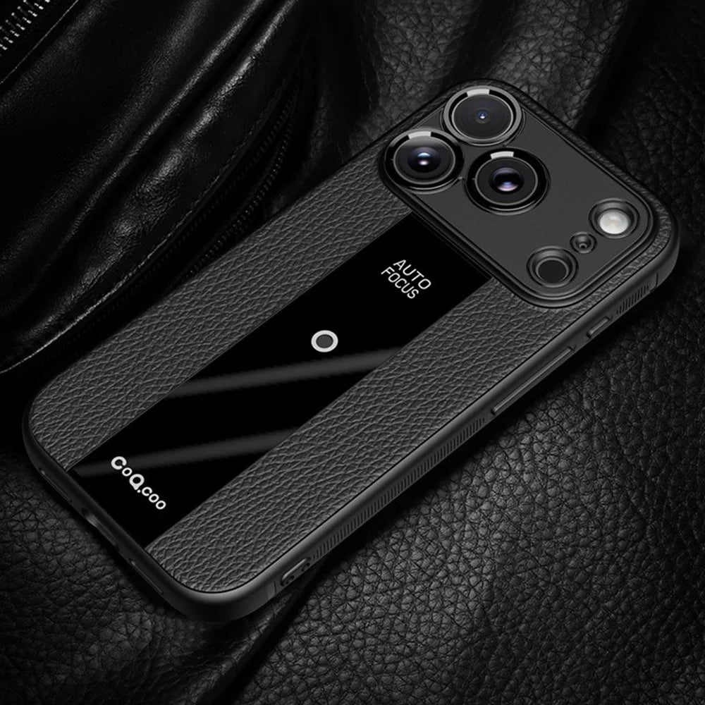 Q.COO For iPhone 17 Pro Max Case Shockproof PU + TPU + Acrylic Phone Cover - Black - 5