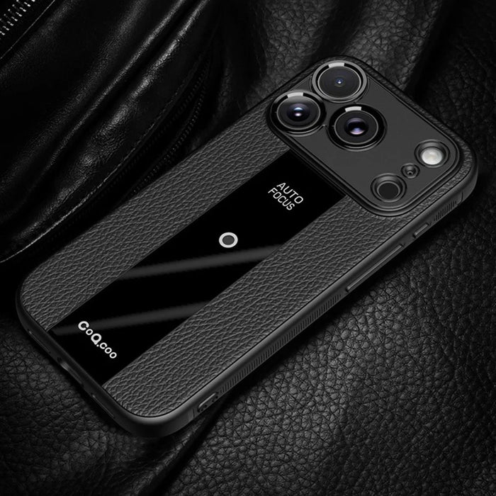 Q.COO For iPhone 17 Pro Case Shockproof PU + TPU + Acrylic Phone Cover - Black - 5