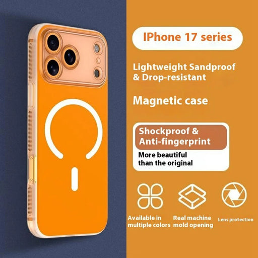 Q.COO For iPhone 17 Pro Max Magnetic Case Shockproof TPU Phone Cover Compatible with MagSafe - Light Sand Orange - 2