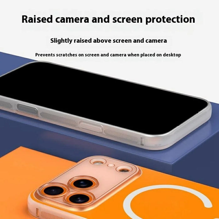 Q.COO For iPhone 17 Pro Max Magnetic Case Shockproof TPU Phone Cover Compatible with MagSafe - Light Sand Orange - 5