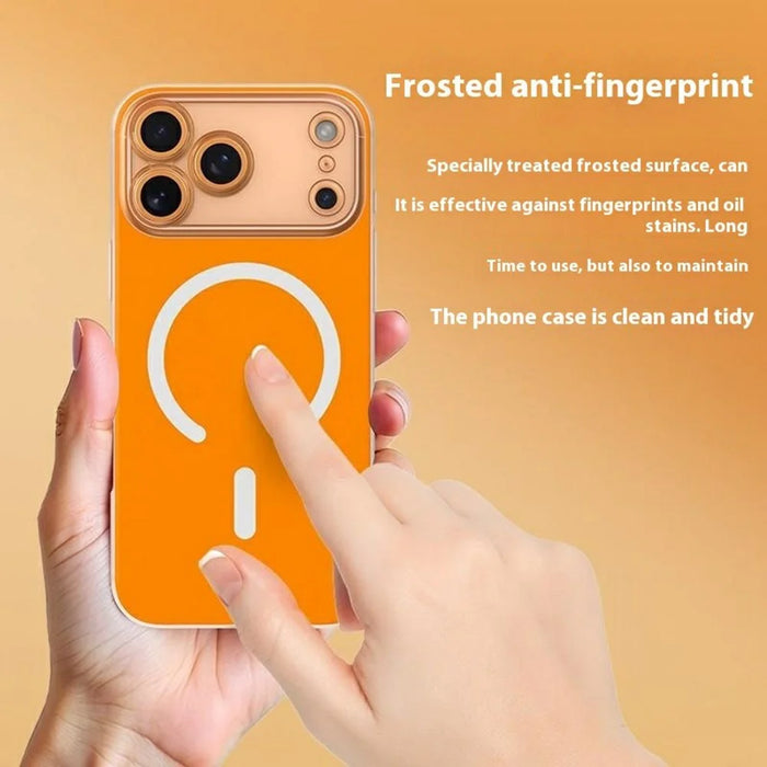 Q.COO For iPhone 17 Pro Max Magnetic Case Shockproof TPU Phone Cover Compatible with MagSafe - Light Sand Orange - 6