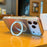 For iPhone 17 Pro Magnetic Case Kickstand Electroplated PC + PU Leather Phone Back Cover - Silver - 2
