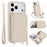 For iPhone 17 Pro Max Case RFID Blocking Zipper Wallet Leather + TPU Phone Cover with Shoulder Strap - Apricot - 1