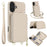 For iPhone 16 Plus Case RFID Blocking Zipper Wallet Leather + TPU Phone Cover with Shoulder Strap - Apricot - 1