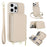 For iPhone 15 Pro Case RFID Blocking Zipper Wallet Leather + TPU Phone Cover with Shoulder Strap - Apricot - 1