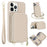 For iPhone 13 Pro Case RFID Blocking Zipper Wallet Leather + TPU Phone Cover with Shoulder Strap - Apricot - 1