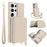 For Samsung Galaxy S23 Ultra Case RFID Blocking Zipper Wallet Leather + TPU Phone Cover with Shoulder Strap - Apricot - 1