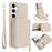 For Samsung Galaxy S25+ / S24+ Case RFID Blocking Zipper Wallet Leather + TPU Phone Cover with Shoulder Strap - Apricot - 1