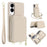 For Samsung Galaxy S25 Edge Case RFID Blocking Zipper Wallet Leather + TPU Phone Cover with Shoulder Strap - Apricot - 1
