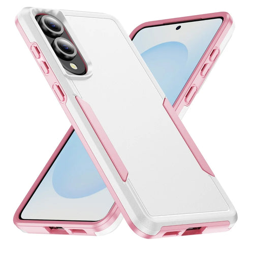 For Samsung Galaxy S25 Edge Case PC + TPU Military Grade Drop Protective Phone Cover - White + Pink - 1