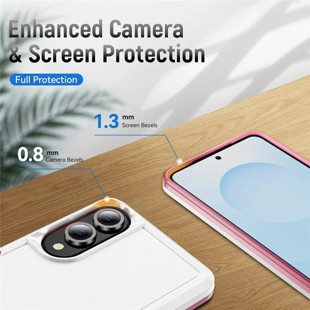 For Samsung Galaxy S25 Edge Case PC + TPU Military Grade Drop Protective Phone Cover - White + Pink - 3
