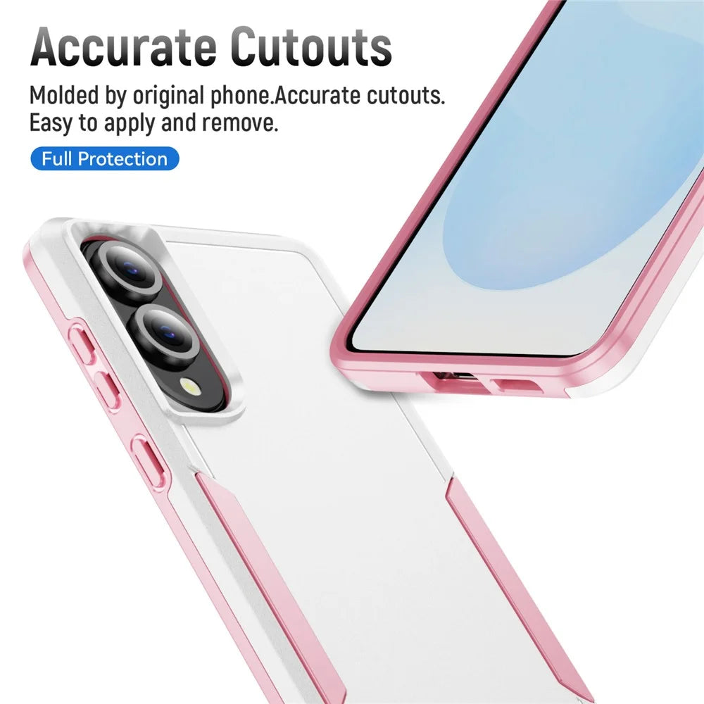 For Samsung Galaxy S25 Edge Case PC + TPU Military Grade Drop Protective Phone Cover - White + Pink - 4