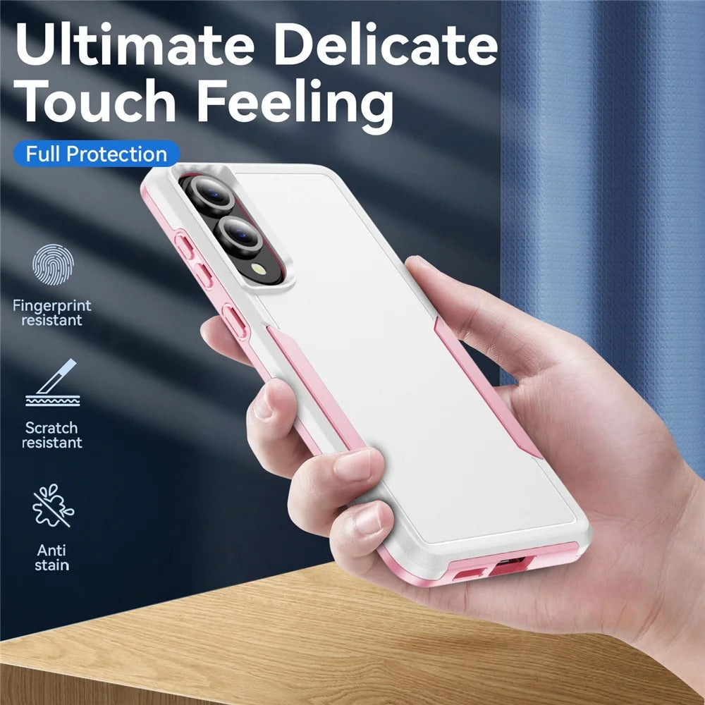 For Samsung Galaxy S25 Edge Case PC + TPU Military Grade Drop Protective Phone Cover - White + Pink - 5