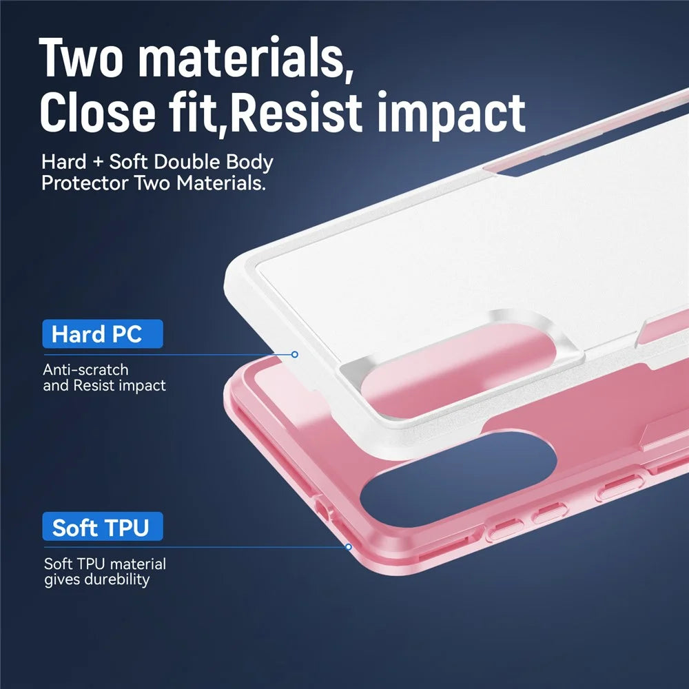 For Samsung Galaxy S25 Edge Case PC + TPU Military Grade Drop Protective Phone Cover - White + Pink - 6