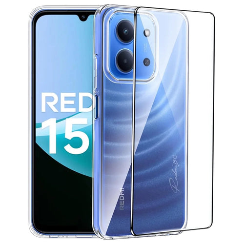 For Xiaomi Redmi 15C 5G (EU) (173mm)  /  15C 4G (EU) (173mm) Clear TPU Anti-Scratch Phone Case + 2.5D Arc Edge Screen Protector - 1