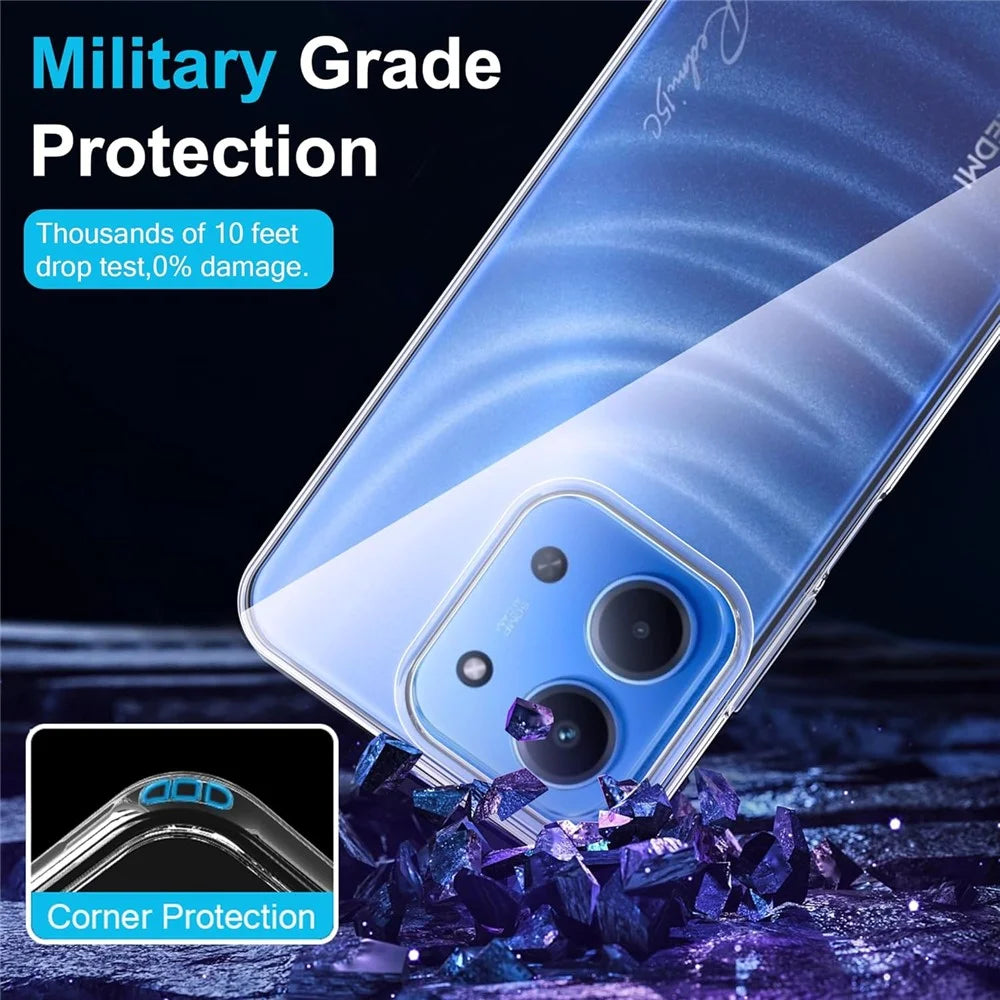 For Xiaomi Redmi 15C 5G (EU) (173mm)  /  15C 4G (EU) (173mm) Clear TPU Anti-Scratch Phone Case + 2.5D Arc Edge Screen Protector - 6