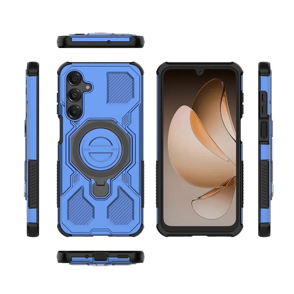 For Samsung Galaxy A16 5G Magnetic Case Rotating Metal Kickstand Shockproof PC + TPU Phone Back Cover - Dark Blue - 7