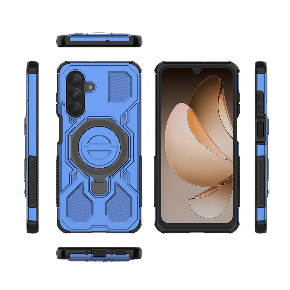For Samsung Galaxy A26 5G Magnetic Case Rotating Metal Kickstand Shockproof PC + TPU Phone Back Cover - Dark Blue - 7