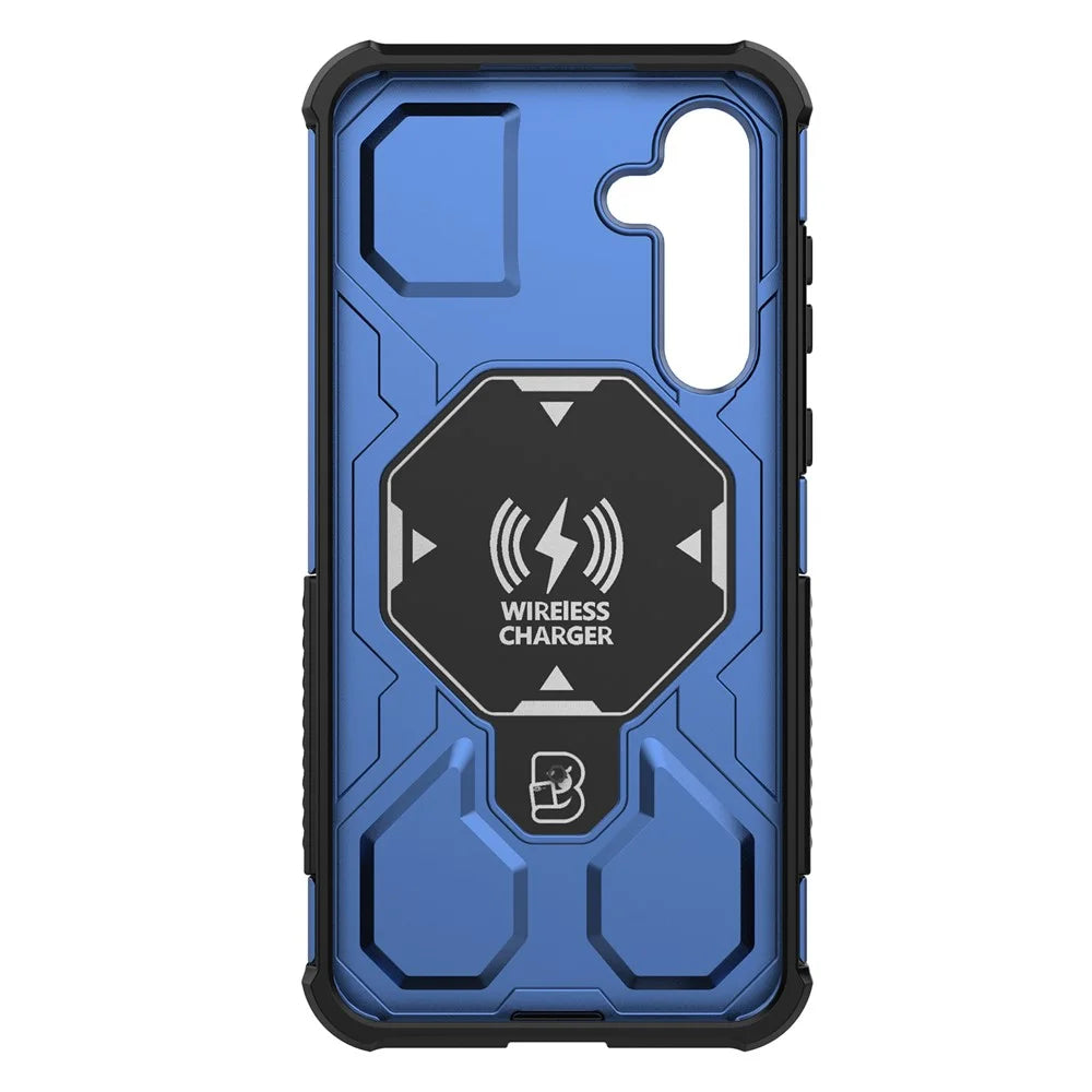 For Samsung Galaxy A55 5G Magnetic Case Rotating Metal Kickstand Shockproof PC + TPU Phone Back Cover - Dark Blue - 4