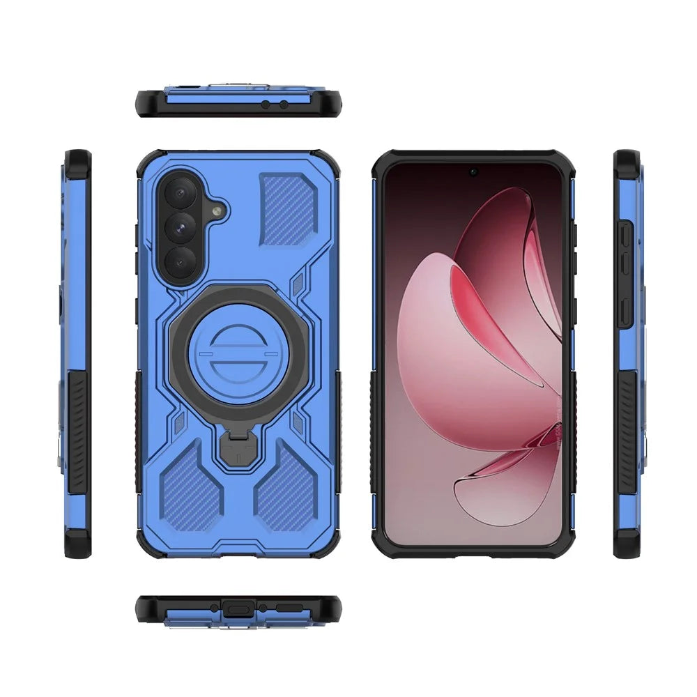 For Samsung Galaxy A56 5G Magnetic Case Rotating Metal Kickstand Shockproof PC + TPU Phone Back Cover - Dark Blue - 7